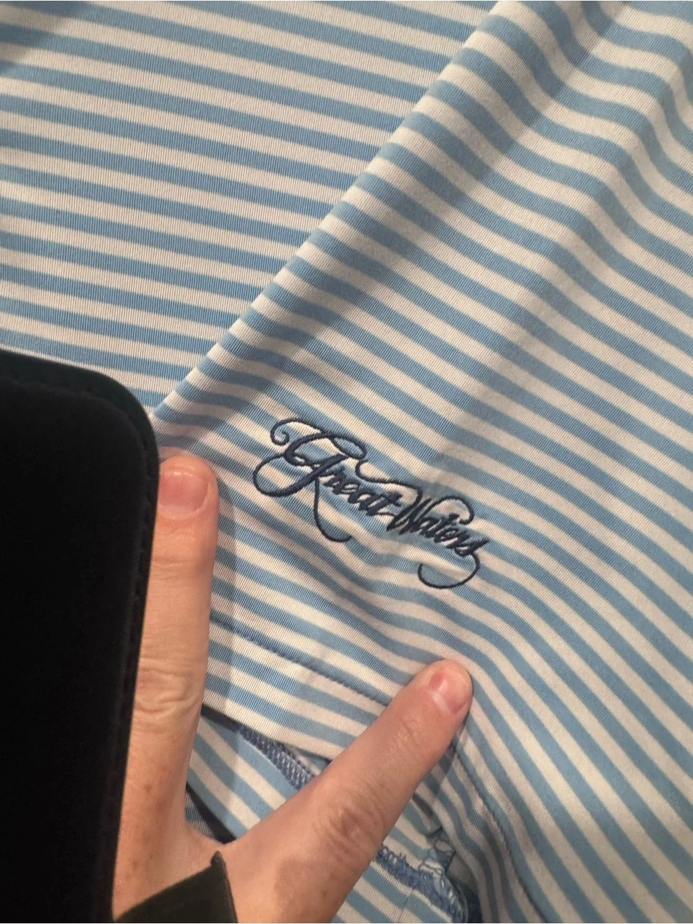 Great Waters Lake Oconee Golf Ralph Lauren Light Blue & White Striped Polo